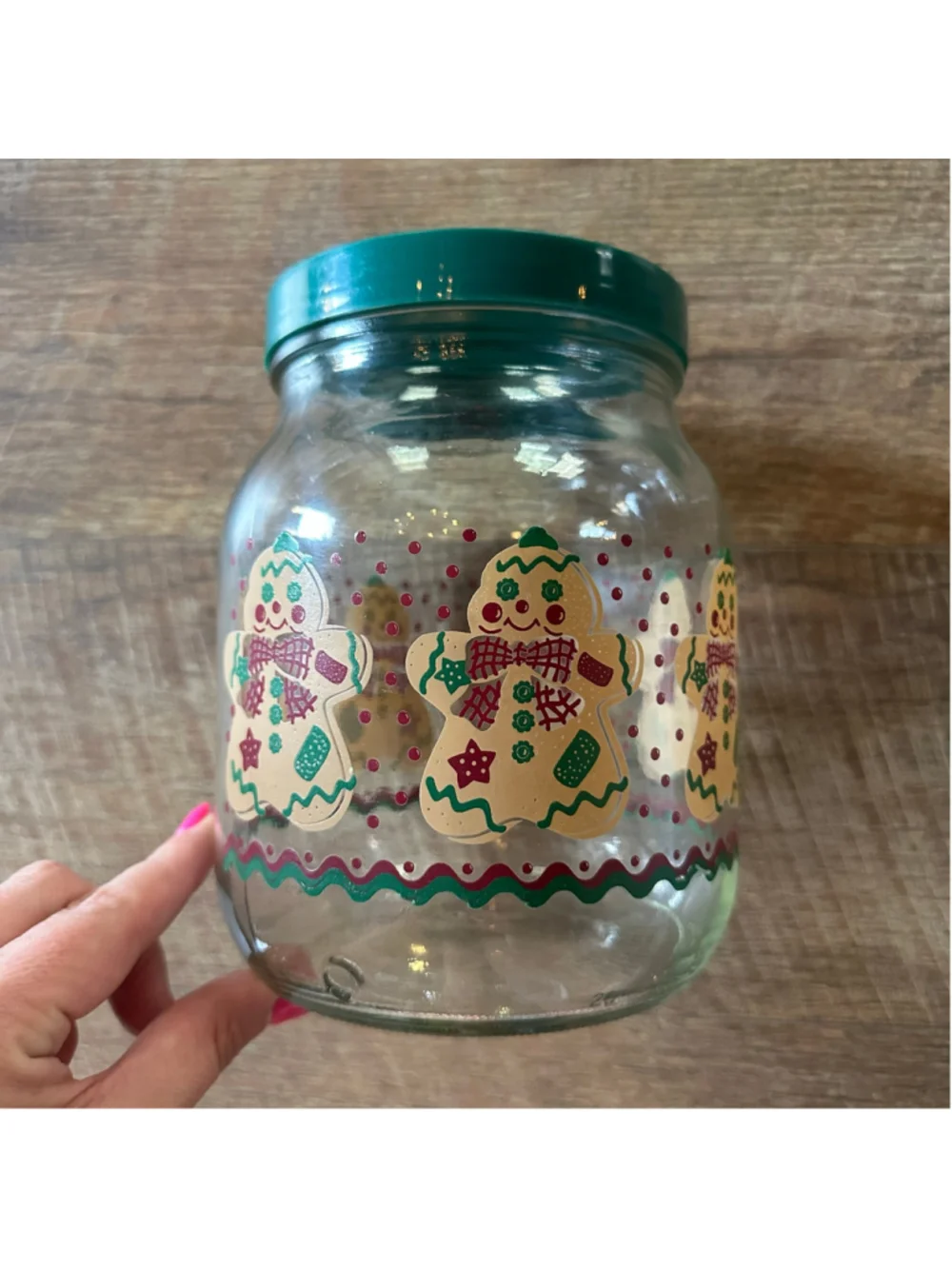 Vintage Anchor Hocking Gingerbread Cookie Jar 1980s Christmas Glass Canister